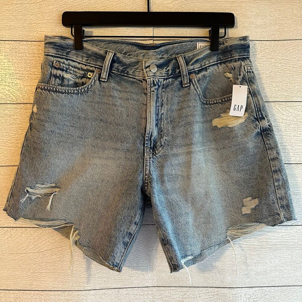 GAP 8" Mid Rise Loose Denim Bermuda Shorts Light indigo Cotton Size 29 Petite - Picture 5 of 9